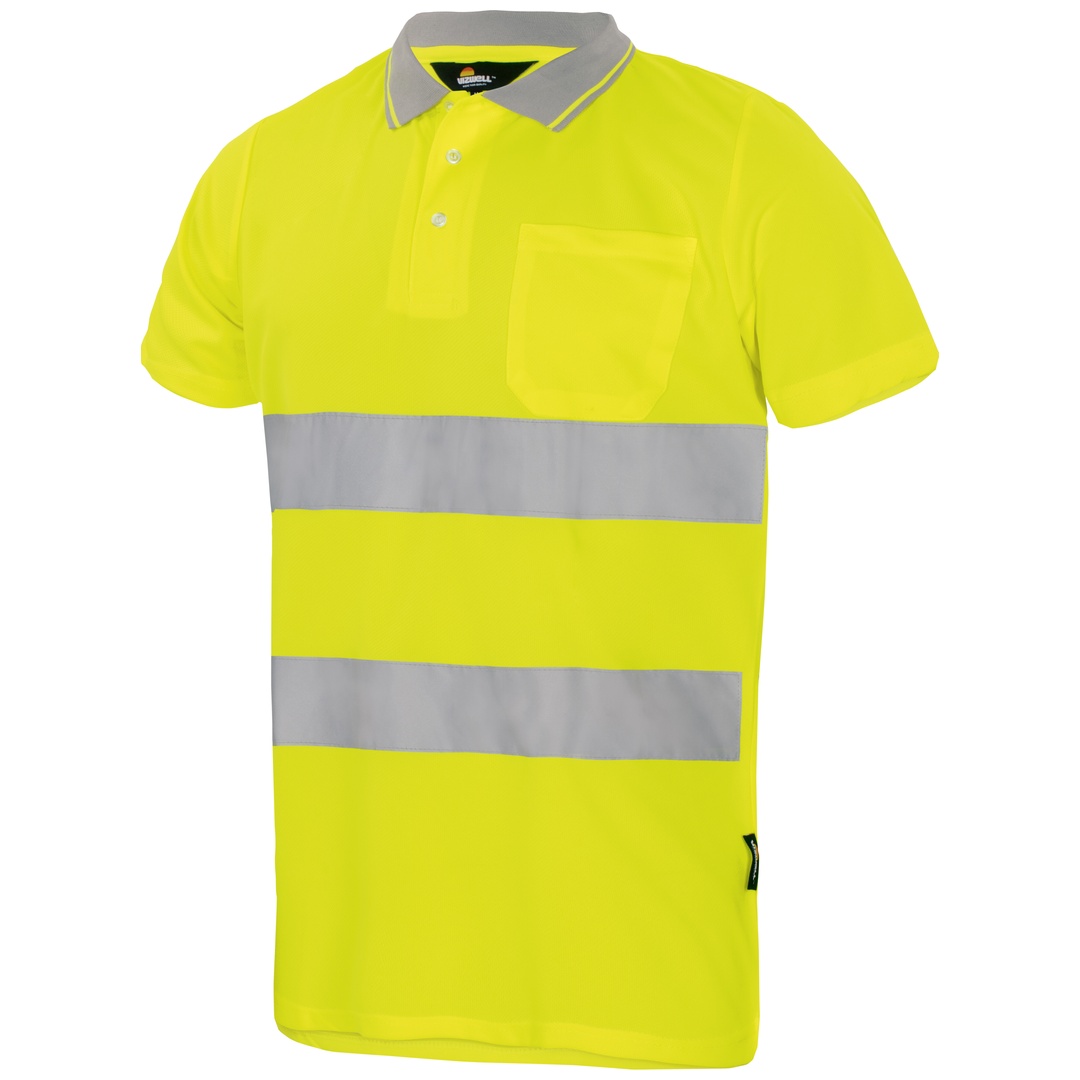 Triuso Vizwell VWP1B Warnschutz-Poloshirt Gr. S leuchtgelb/marine