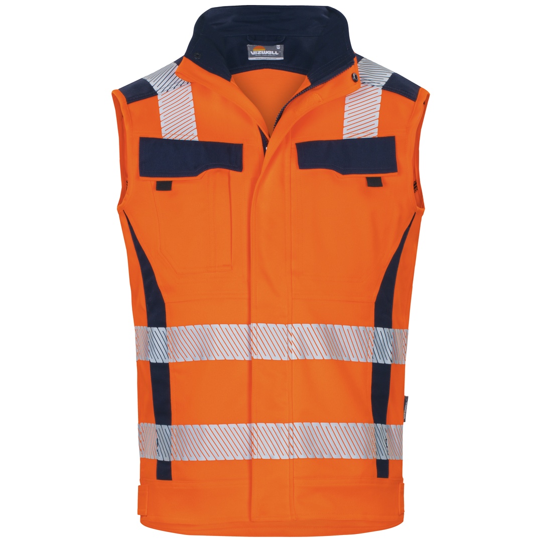 Vizwell Warn-Weste VWT189 Flex-HiVis 4XL leuchtorange/marine