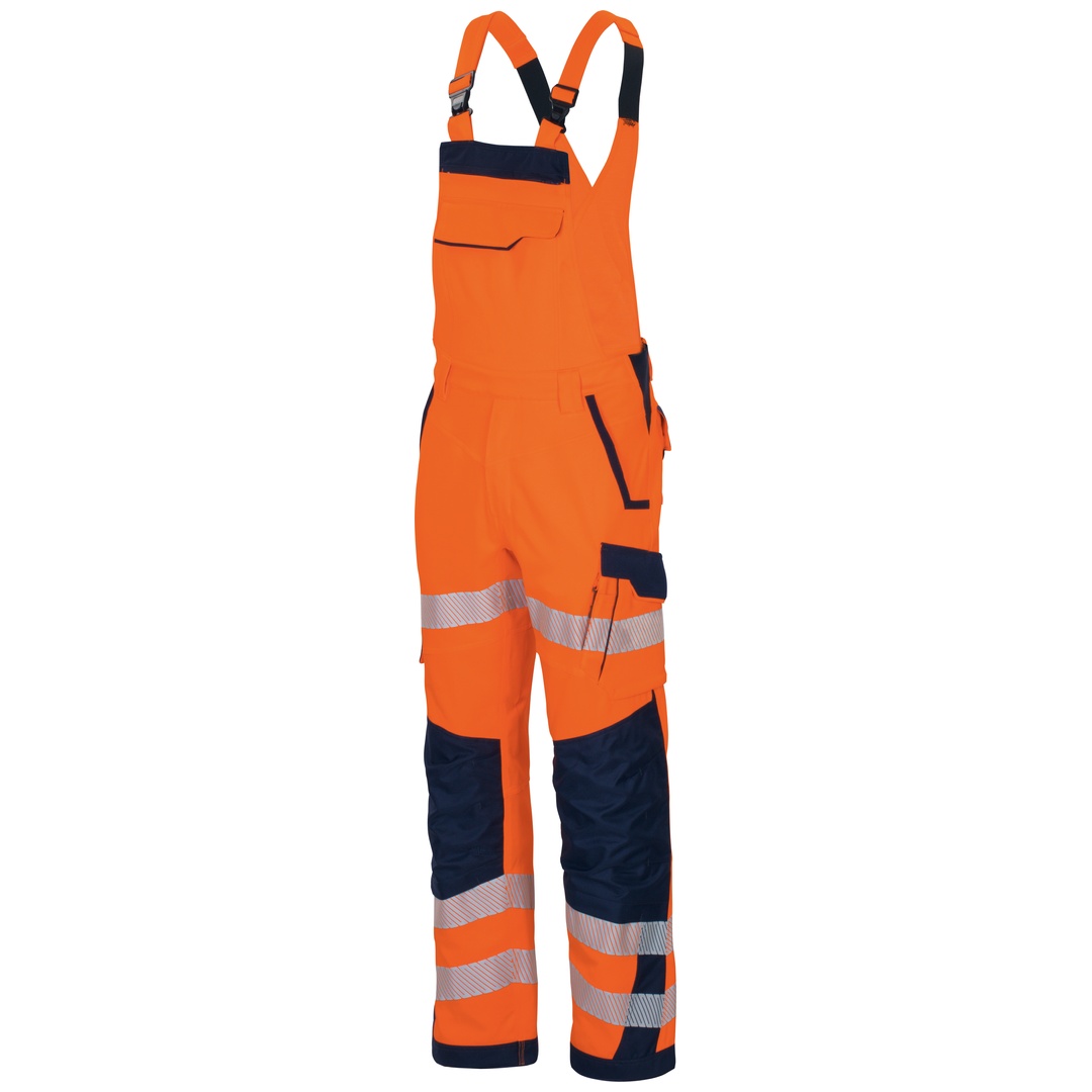 Vizwell Warnschutz-Latzhose Flex-HiVis VWT191 Gr. 60 leuchtorange/marine