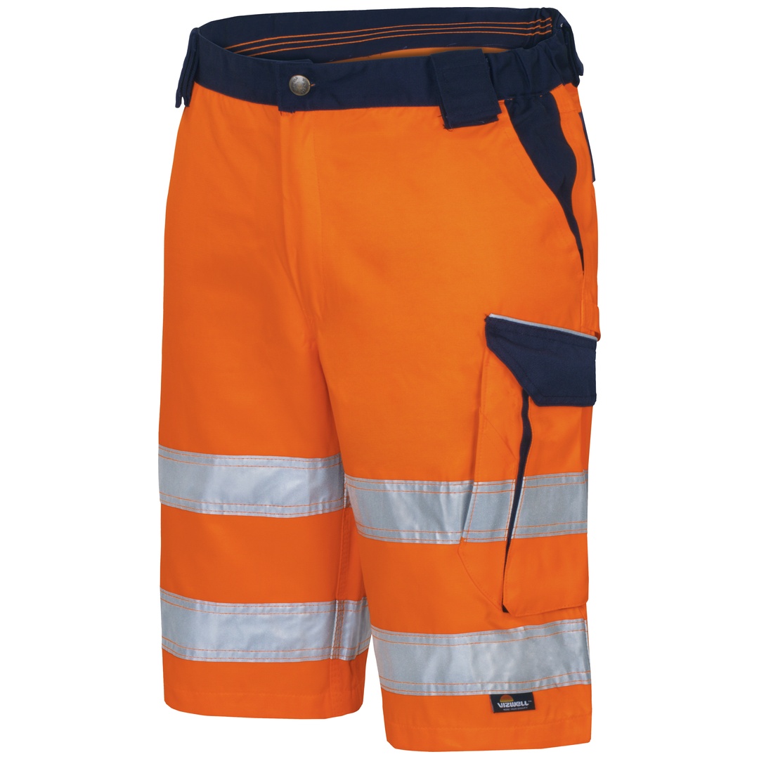 Vizwell Herren Warnschutz-Kontrast-Short VWTC114 Gr. 50 orange/marine