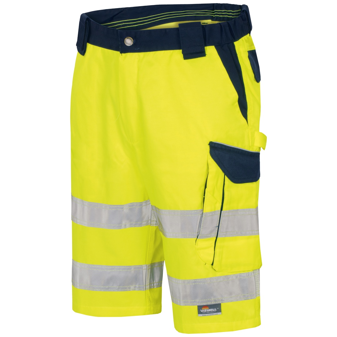 Vizwell Herren Warnschutz-Kontrast-Short VWTC114 Gr. 62 gelb/marine