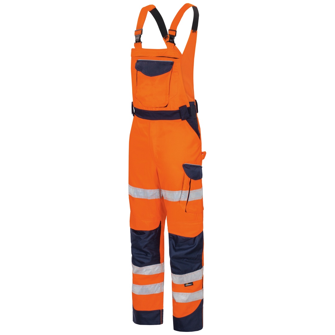 Vizwell Herren Warnschutz-Kontrast-Latzhose VWTC115 Gr. 102 orange/marine