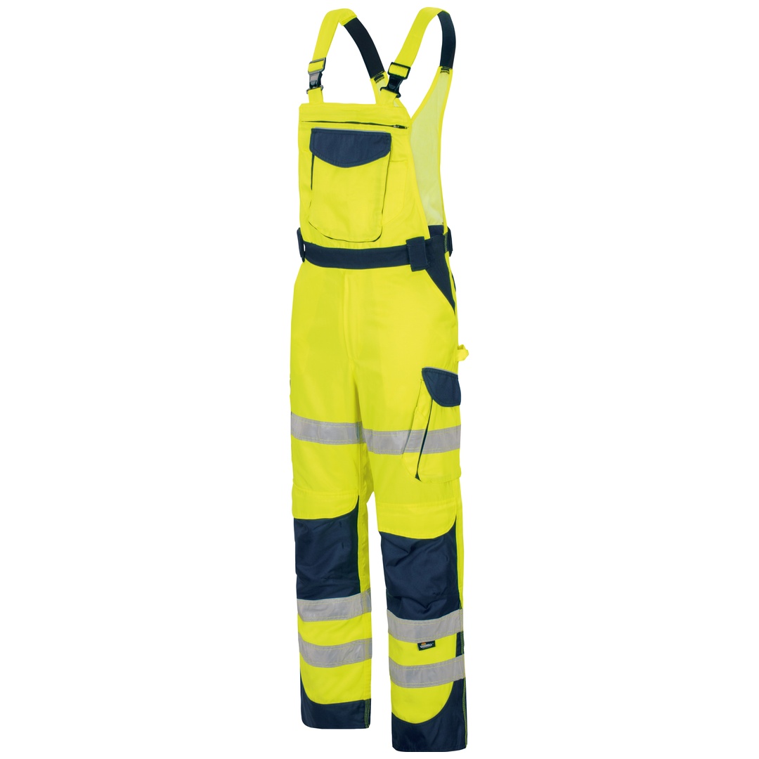 Vizwell Herren Warnschutz-Kontrast-Latzhose VWTC115 Gr. 29 gelb/marine
