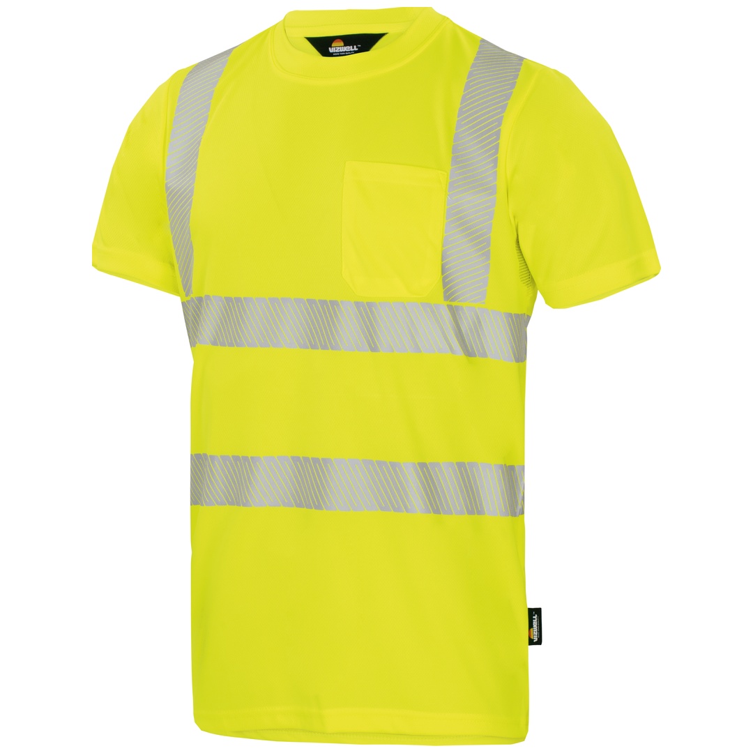 Vizwell Herren Warnschutz-T-Shirt VWTS3NY Gr. 4XL warngelb