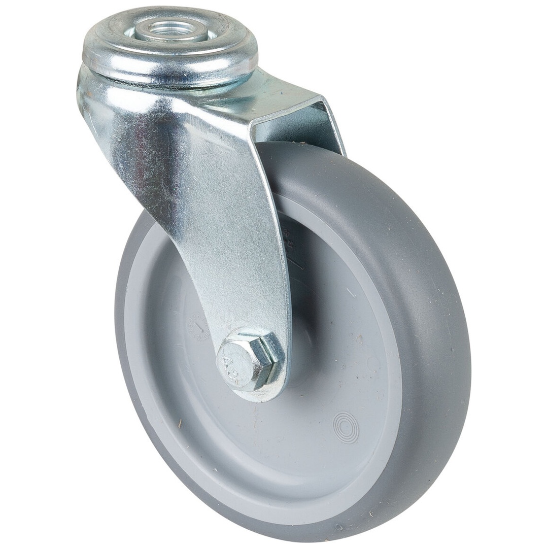 BS Rollen BS Apparaterolle A301, Lenkrolle, Rad-Ø 100 mm, Tragkr. 70 kg, Gleitlager, thermopl. Gummi grau