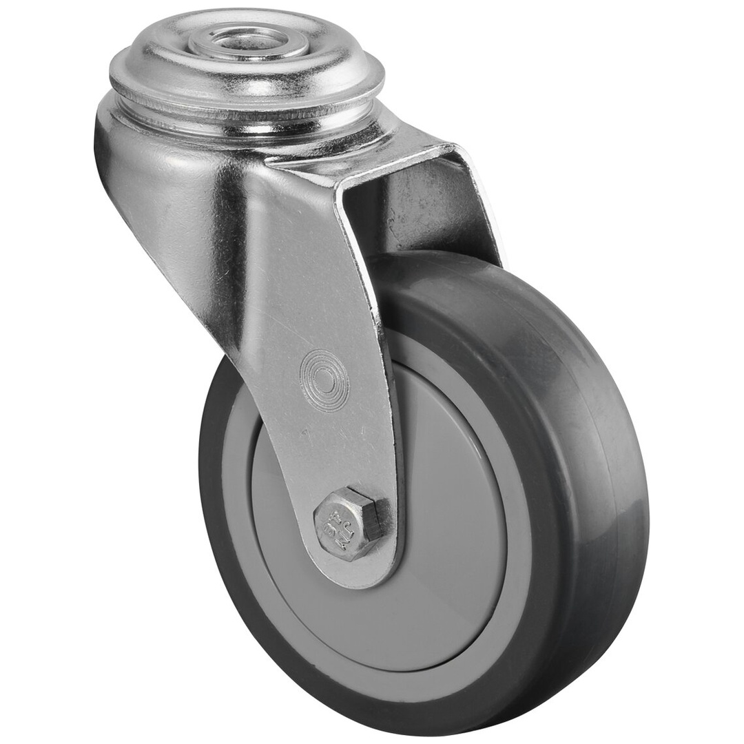 BS Rollen BS Apparaterolle A301, Lenkrolle, Rad-Ø 75 mm, Tragkr. 60 kg, Kugellager, thermopl. Gummi grau