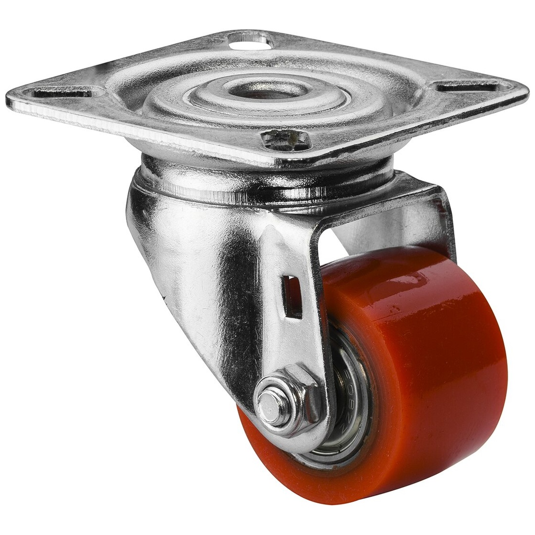 BS Rollen BS Kompakt-/Minirolle A600, Lenkrolle, Rad-Ø 35 mm, Tragkr. 100 kg, Platte 60x60, Kugellager, Polyurethan