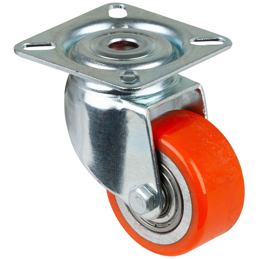BS Rollen BS Kompakt-/Minirolle A600, Lenkrolle, Rad-Ø 50 mm, Tragkr. 120 kg, Platte 60x60, Kugellager, Polyurethan