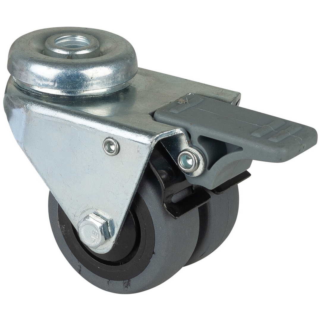 BS Rollen BS Appartedoppelrolle B121, Lenkrolle Festst., Rad-Ø 50 mm, Tragkr. 60 kg, Kugellager, thermopl. Gummi grau, elektr. leitf.