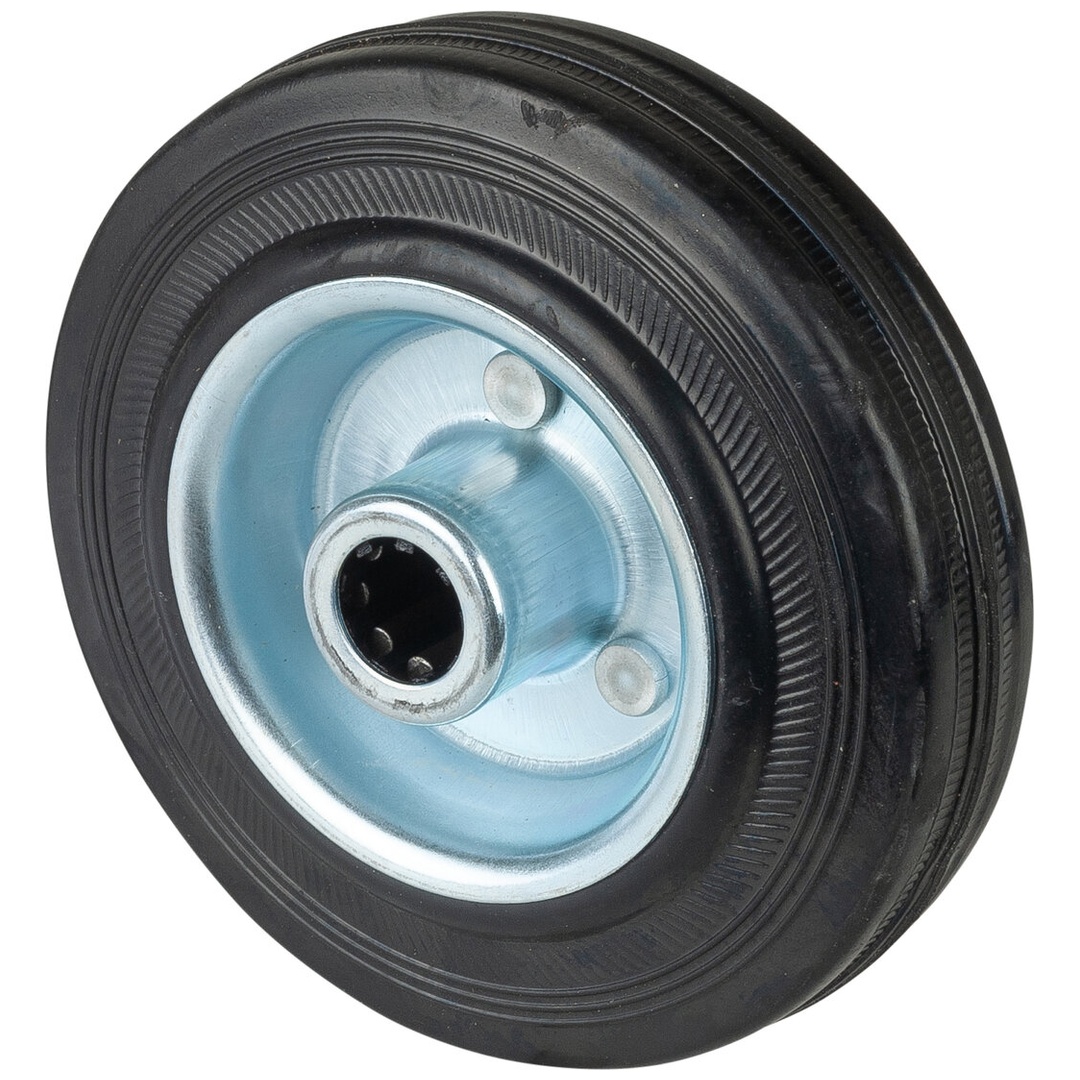 BS Rollen Gummirad schwarz, Stahlfelge, Rollenlager, Ø Rad 125 mm, Tragkraft 100 kg