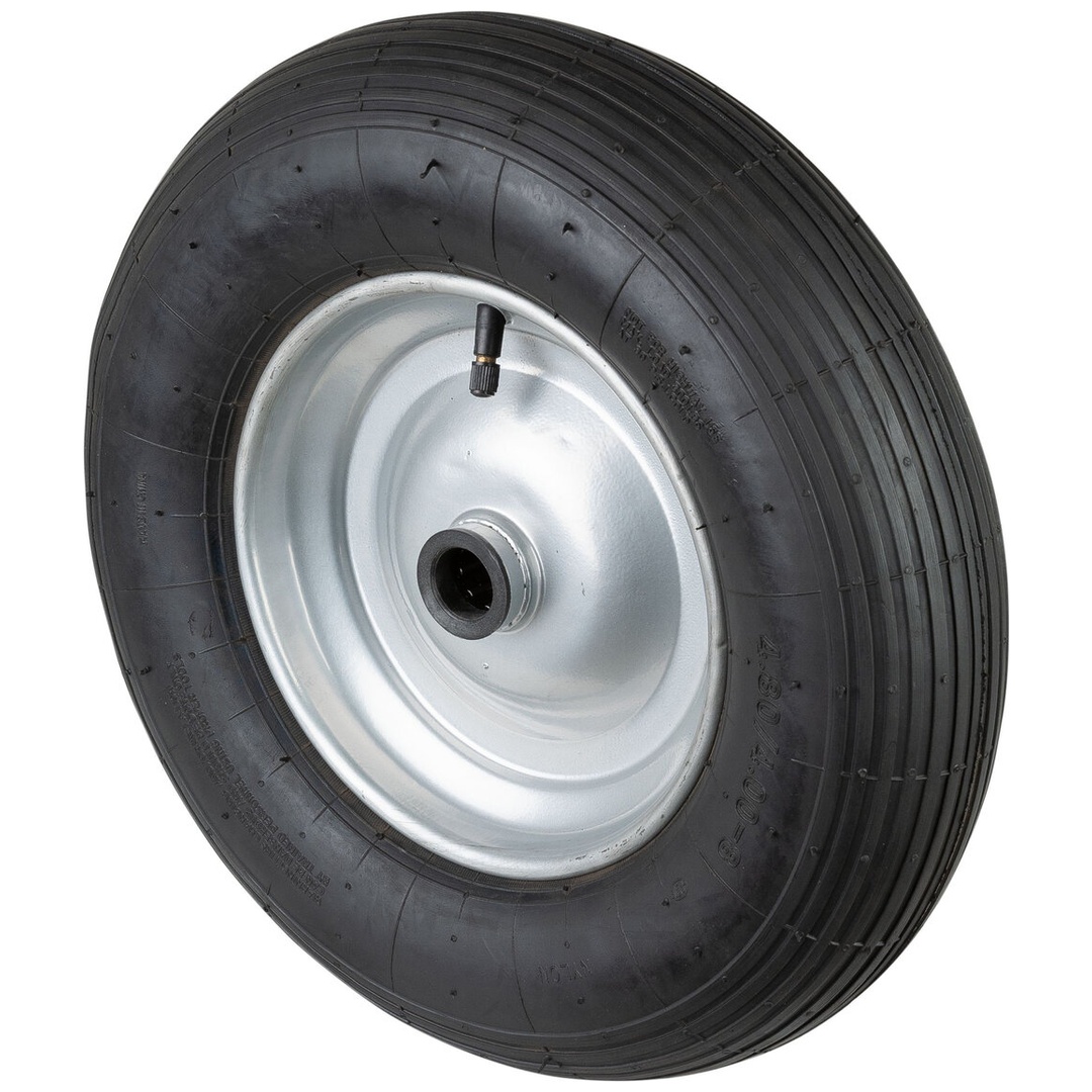 BS Rollen BS Luftrad C90, Rad-Ø 400 mm, Radbreite 100 mm, Tragkr. 200 kg, Rollenlager, Lauffl. Gummi schwarz, Rillenprofil, Nabenlänge 75 mm, Achsloch-Ø 25 mm