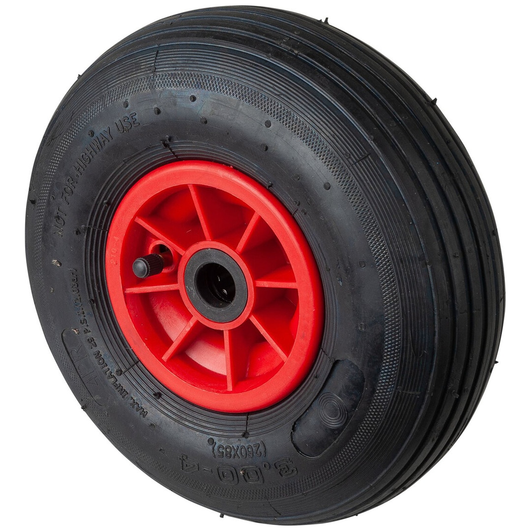 BS Rollen BS Luftrad D15, Rad-Ø 260 mm, Radbreite 85 mm, Tragkr. 170 kg, Rollenlager, Lauffl. Gummi schwarz, Rillenprofil, Nabenlänge 60 mm, Achsloch-Ø 20 mm