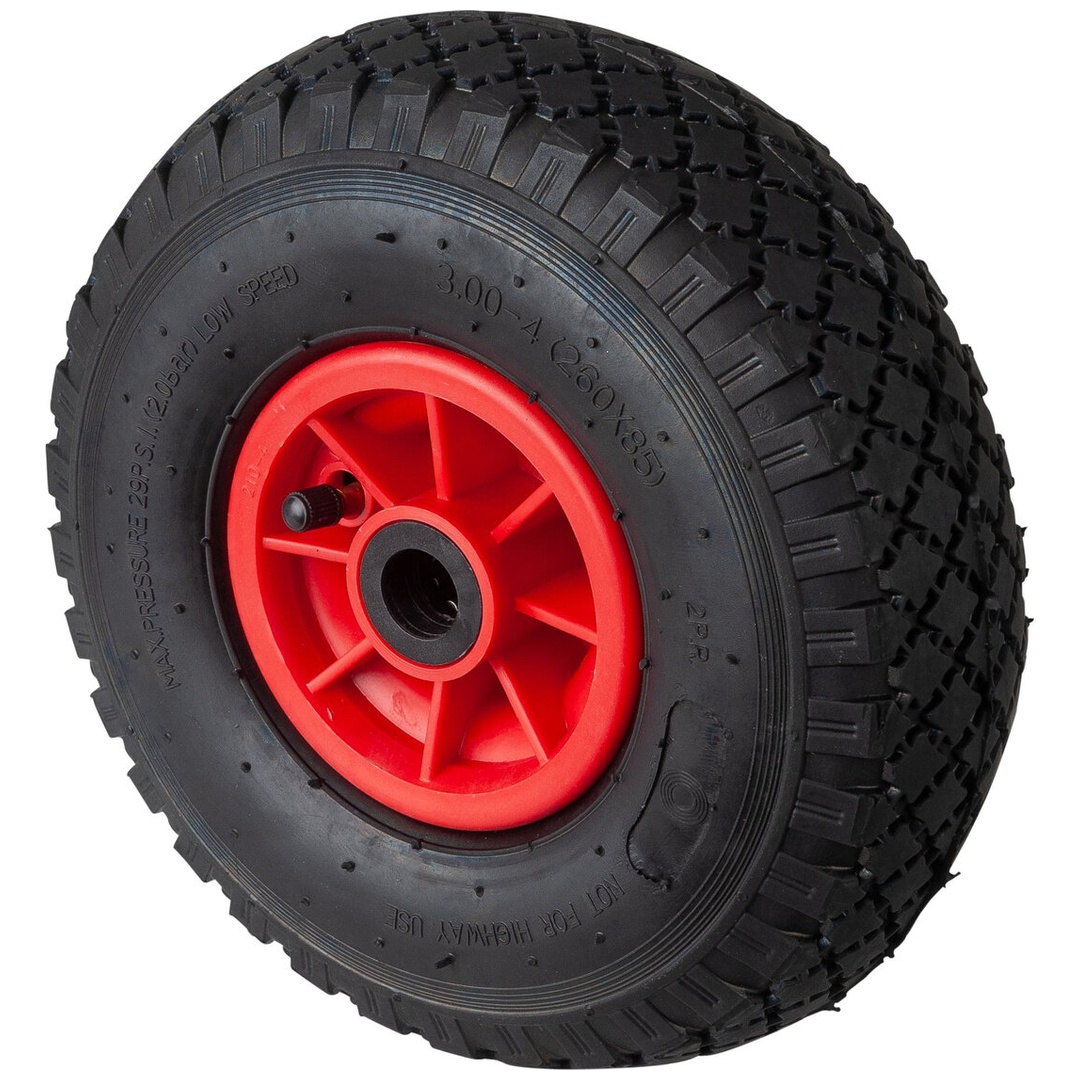 BS Rollen BS Luftrad D15, Rad-Ø 260 mm, Radbreite 85 mm, Tragkr. 120 kg, Rollenlager, Lauffl. Gummi schwarz, Stollenprofil, Nabenlänge 75 mm, Achsloch-Ø 20 mm