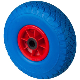 BS Polyurethanrad (pannensicher) D16, Rad-Ø 260 mm, Radbreite 75 mm, Tragkr. 160 kg, Rollenlager, Lauffl. Polyurethan blau, Nabenlänge 75 mm