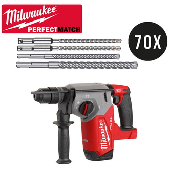 Milwaukee Akku-Kombihammer M18 FHX-0X + 70 SDS-plus MX4 Bohrer