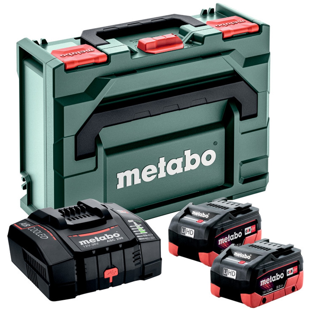 Metabo Basis-Set 2 x LiHD 8.0 Ah + ASC 290 + metaBOX 145