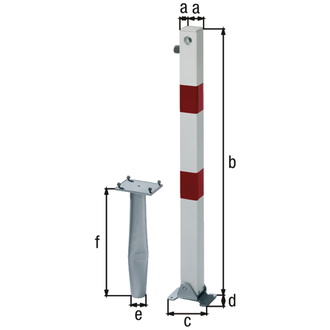 Absperrpfosten KLAPPY-BO 70x70 mm, Zyl. Einbet.