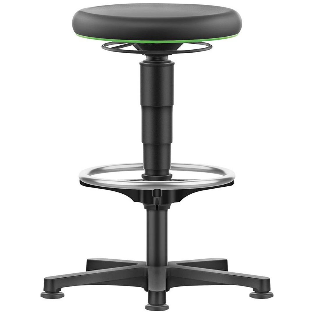 Bimos Drehhocker Integralschaum Sitzhöhe 530 - 750 mm mit Gleiter und Fußring