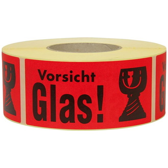 Hinweis Etiketten Vorsicht Glas 1.000 Stk/Rolle