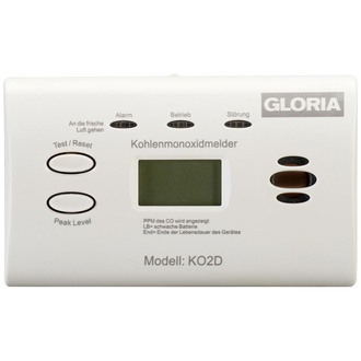 Gloria Kohlenmonoxidmelder KO2D mit Display B154xT44H80 mm