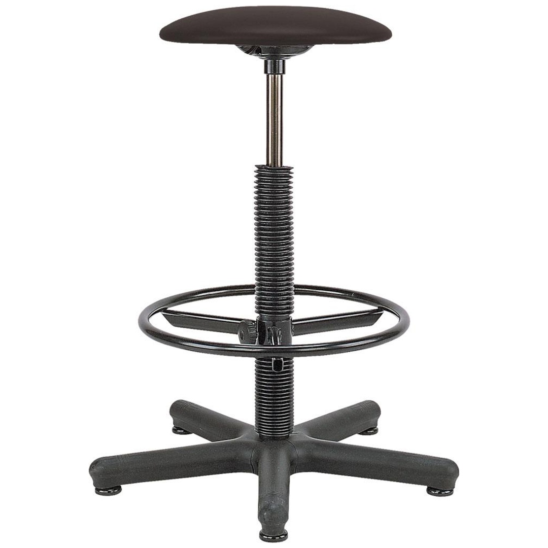 Drehhocker Goliath Kunstledersitz schwarz Sitzhöhe 520-785 mm, mit Gleiter und Fußring