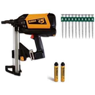 DeWalt Akku-Gasnagler C5 + 1400 Nägeln 15 mm, incl. 2x Akku, Ladegerät, Zubehör, Transportkoffer