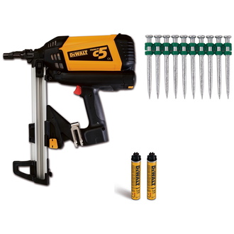 DeWalt Akku-Gasnagler C5 + 1400 Nägeln 25 mm, incl. 2x Akku, Ladegerät, Zubehör, Transportkoffer