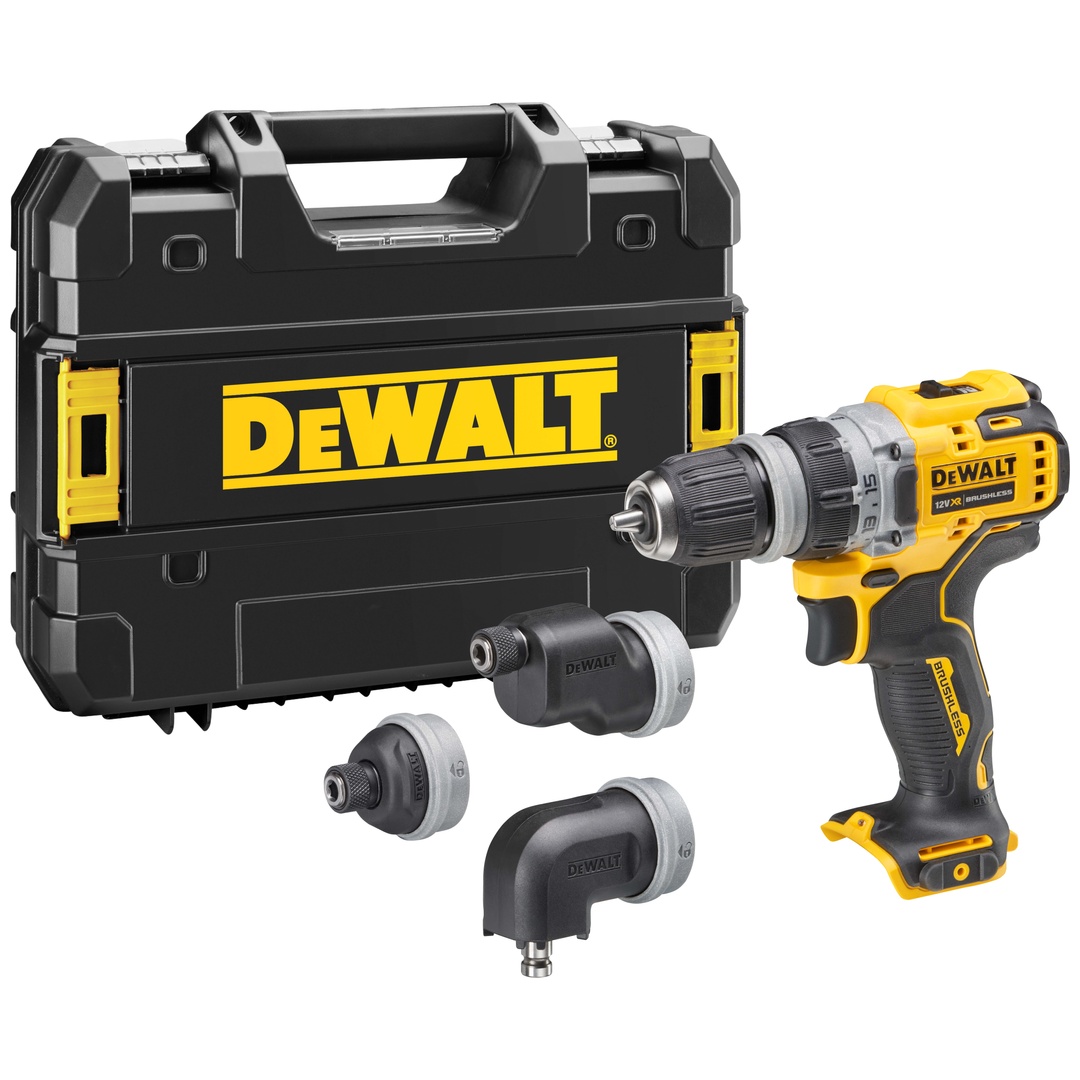 DeWalt Akku-Bohrschrauber 12 V, incl. 4 Köpfe, Gürtelclip, TSTAK-Box