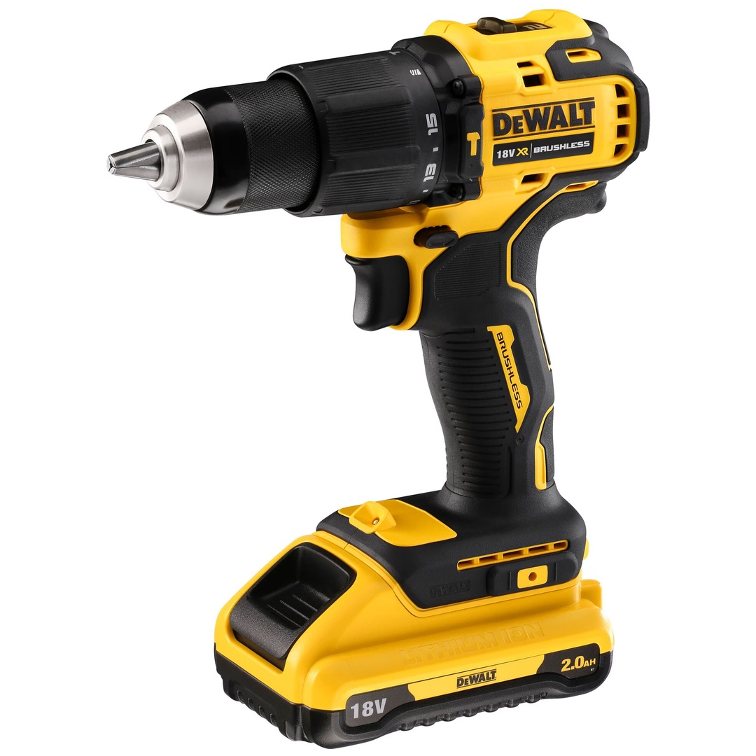 DeWalt Akku-Schlagbohrschrauber 18 V, 2-Gang, incl. 2x Akku 2 Ah, Schnellladegerät, Zubehör, TSTAK-Box