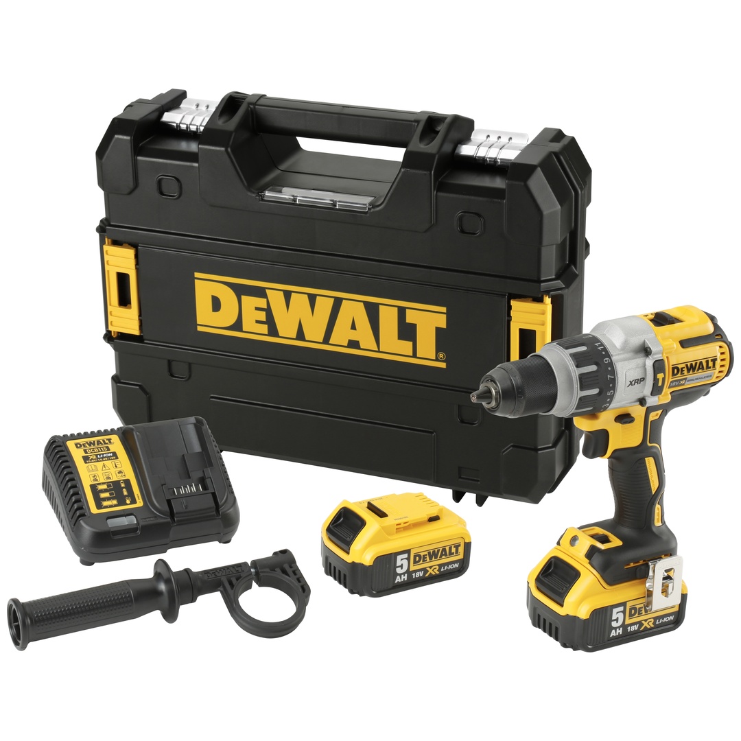 DeWalt Akku-Schlagbohrschrauber (BL) 18 V, incl. 2x Akku XR 5 Ah, Schnellladegerät, Zubehör, TSTAK-Box
