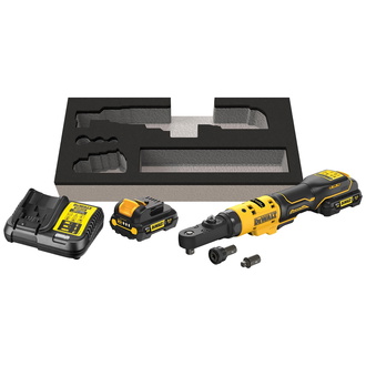 DeWalt Akku-Ratsche, 1/4-3/8Z, 12 V, incl. 1x Akku XR 3 Ah, Ladegerät, Zubehör, Karton