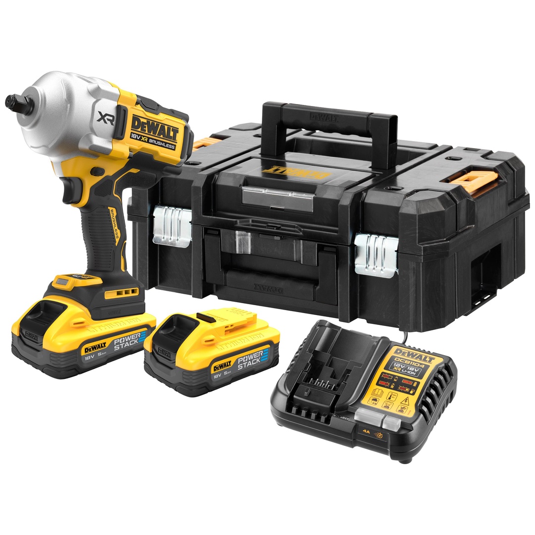 DeWalt Akku-Schlagschrauber 18 V, incl. 2x Akku Powerstack 5 Ah, Schnellladegerät, TSTAK-Box