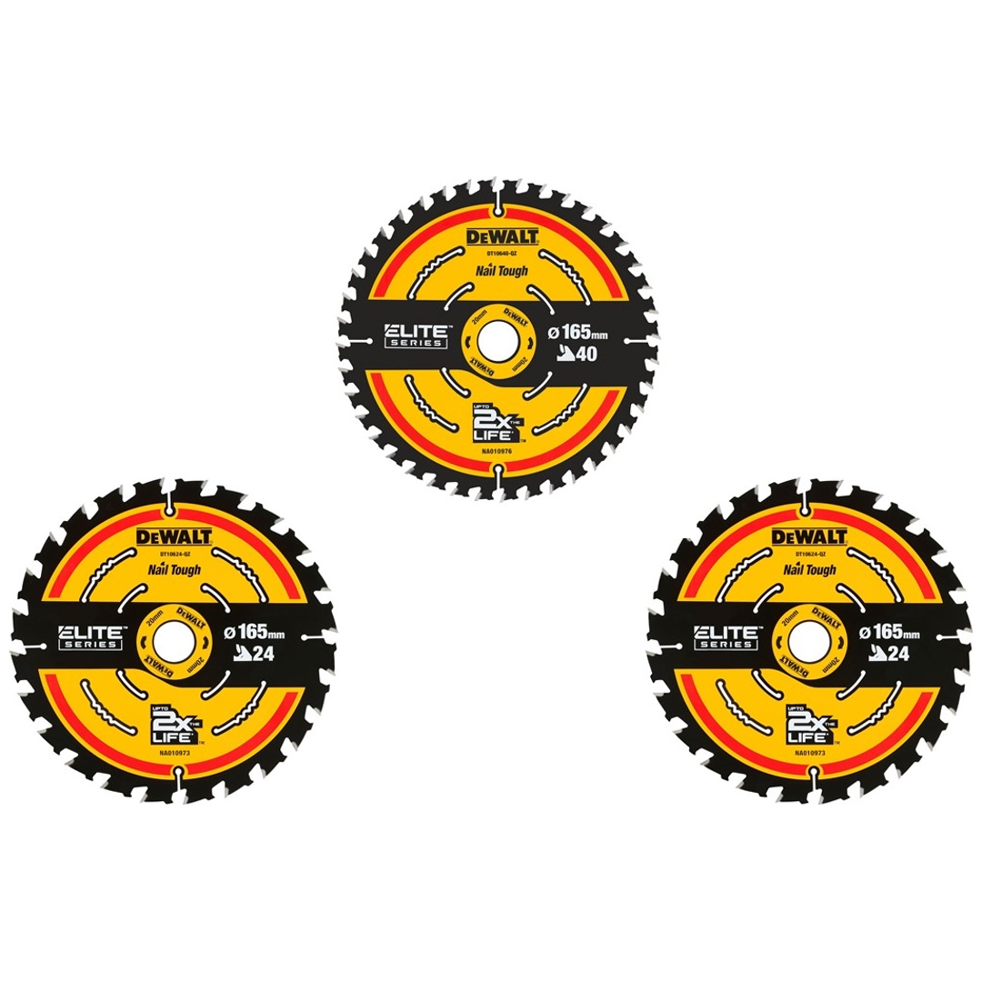 DeWalt ELITE Kreissägeblatt 165/20 mm SET