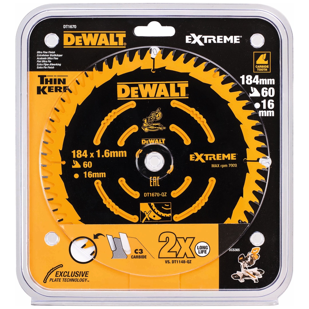 DeWalt ELITE Kreissägeblatt 184/16 mm 60Z, Handkreissägeblatt