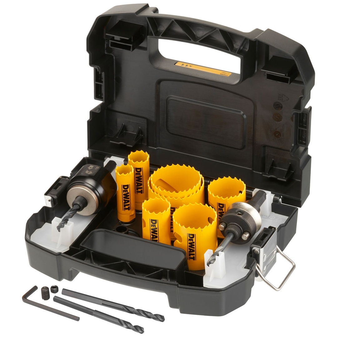 DeWalt Lochsägen-Set BIM Sanitär, 11-tlg., 19-57 mm, 2x Adapter, 2x Zentrierbohrer