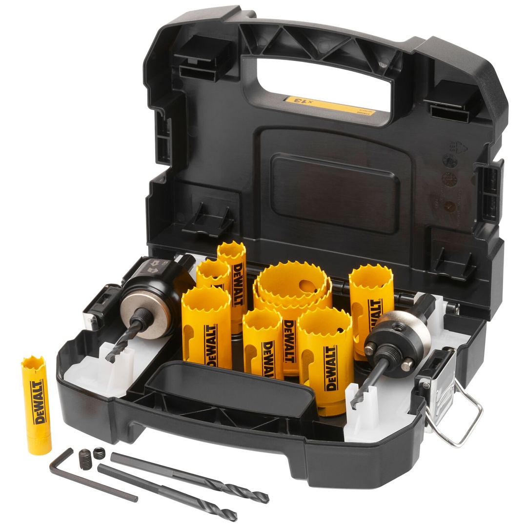 DeWalt Lochsägen-Set BIM Elektriker, 13-tlg., 16-51 mm, 2x Adapter, 2x Zentrierbohrer