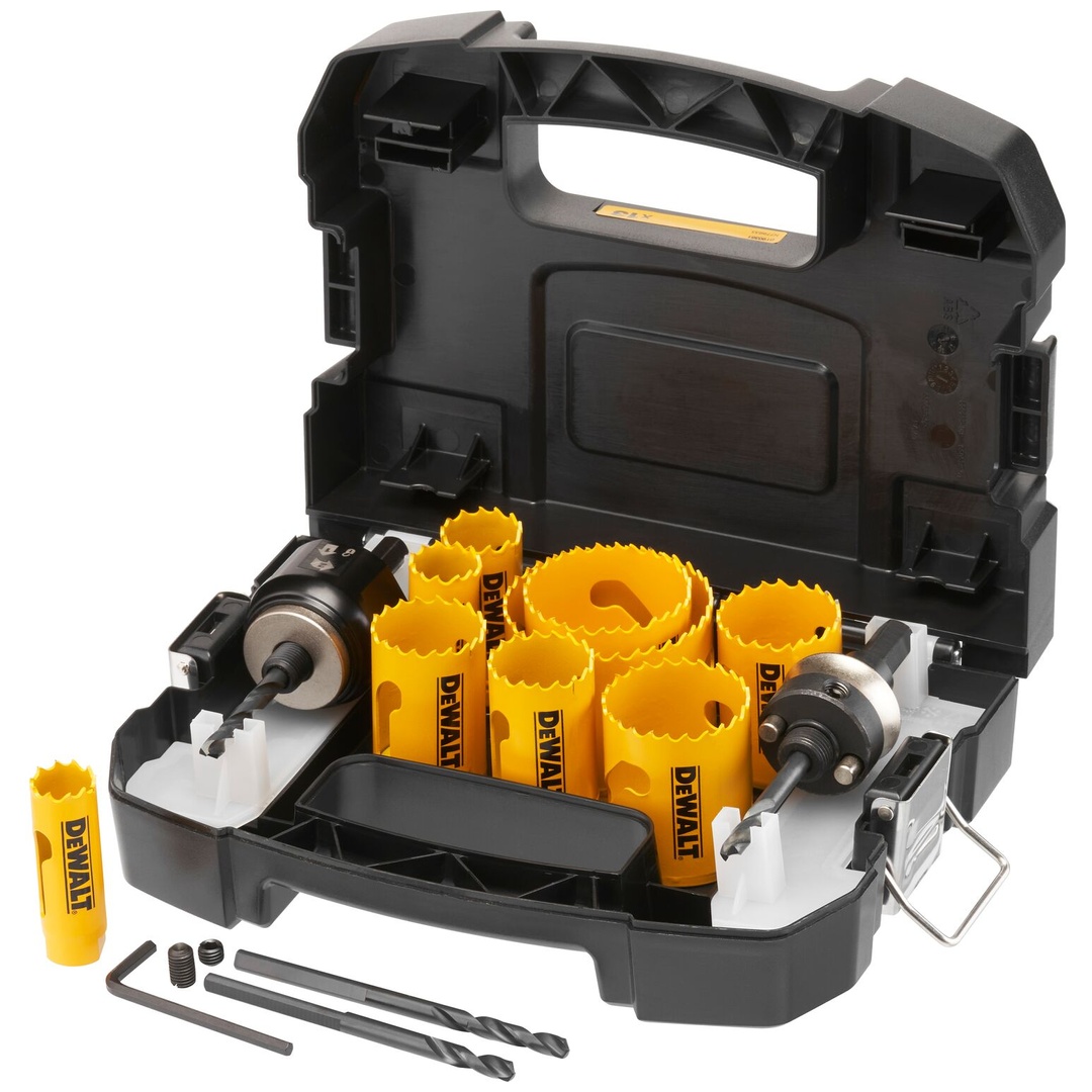 DeWalt Lochsägen-Set BIM Universal, 13-tlg., 20-64 mm, 2x Adapter, 2x Zentrierbohrer