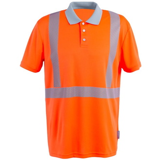 Planam Norit Warnschutz Poloshirt kurzarm Gr. 4XL orange/zink