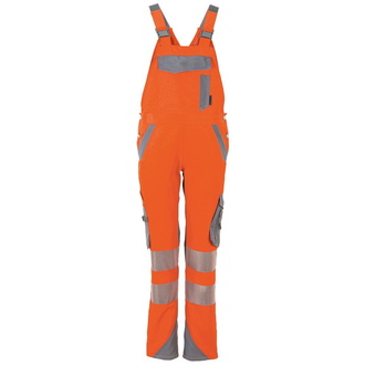 Planam Norit Warnschutz-Latzhose Damen Gr. 36 orange/zink