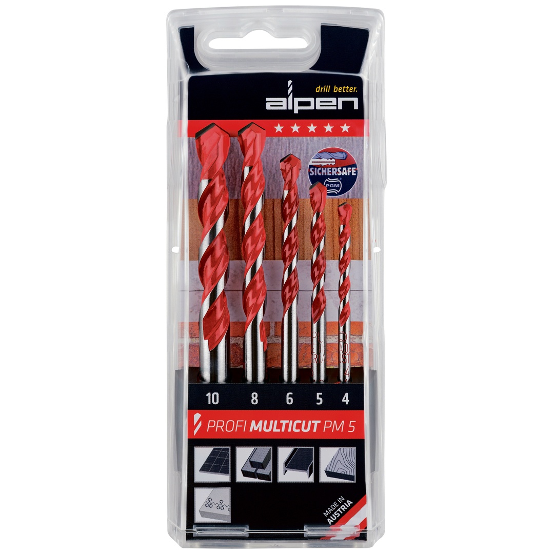 Alpen-Maykestag Bohrersatz Profi Multicut 5tlg.4,5,6,8,10mm rd.