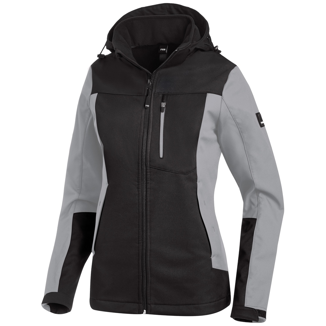 FHB Softshelljacke Damen Julia stark wasserabweisend Gr. L grau/schwarz