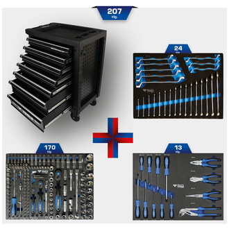 Brilliant Tools Werkstattwagen mit 7 Schubladen und 207 Werkzeugen