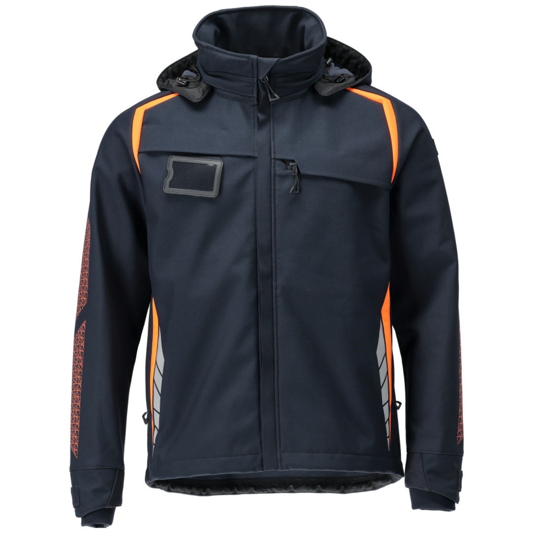 Mascot Softshelljacke with hood ACCELERATE SAFE 23002-246 Gr. 3XL dark navy/hi-vis orange