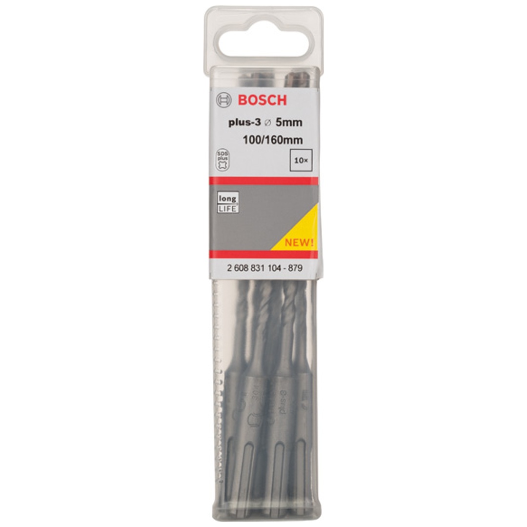 Bosch Hammerbohrer SDS-plus, plus-3, 5 x 100 x 160 mm, (10 Stk.)