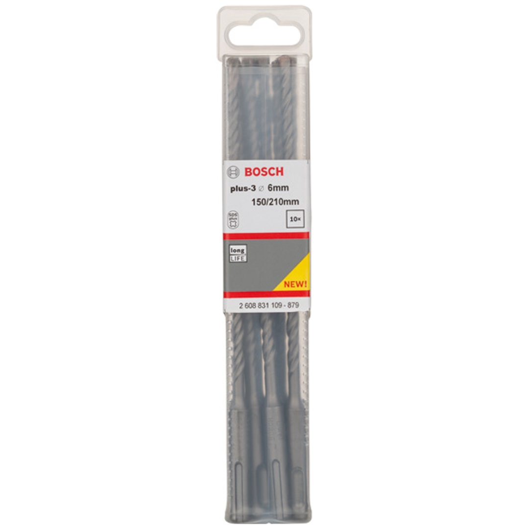 Bosch Hammerbohrer SDS-plus, plus-3, 6 x 150 x 210 mm, (10 Stk.)