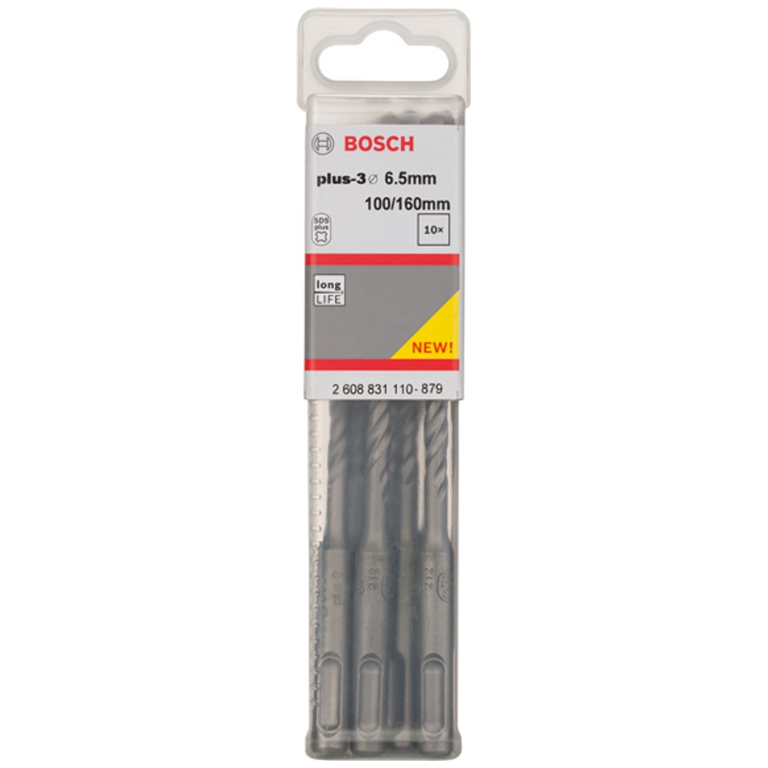 Bosch Hammerbohrer SDS-plus, plus-3, 6,5 x 100 x 160 mm, (10 Stk.)