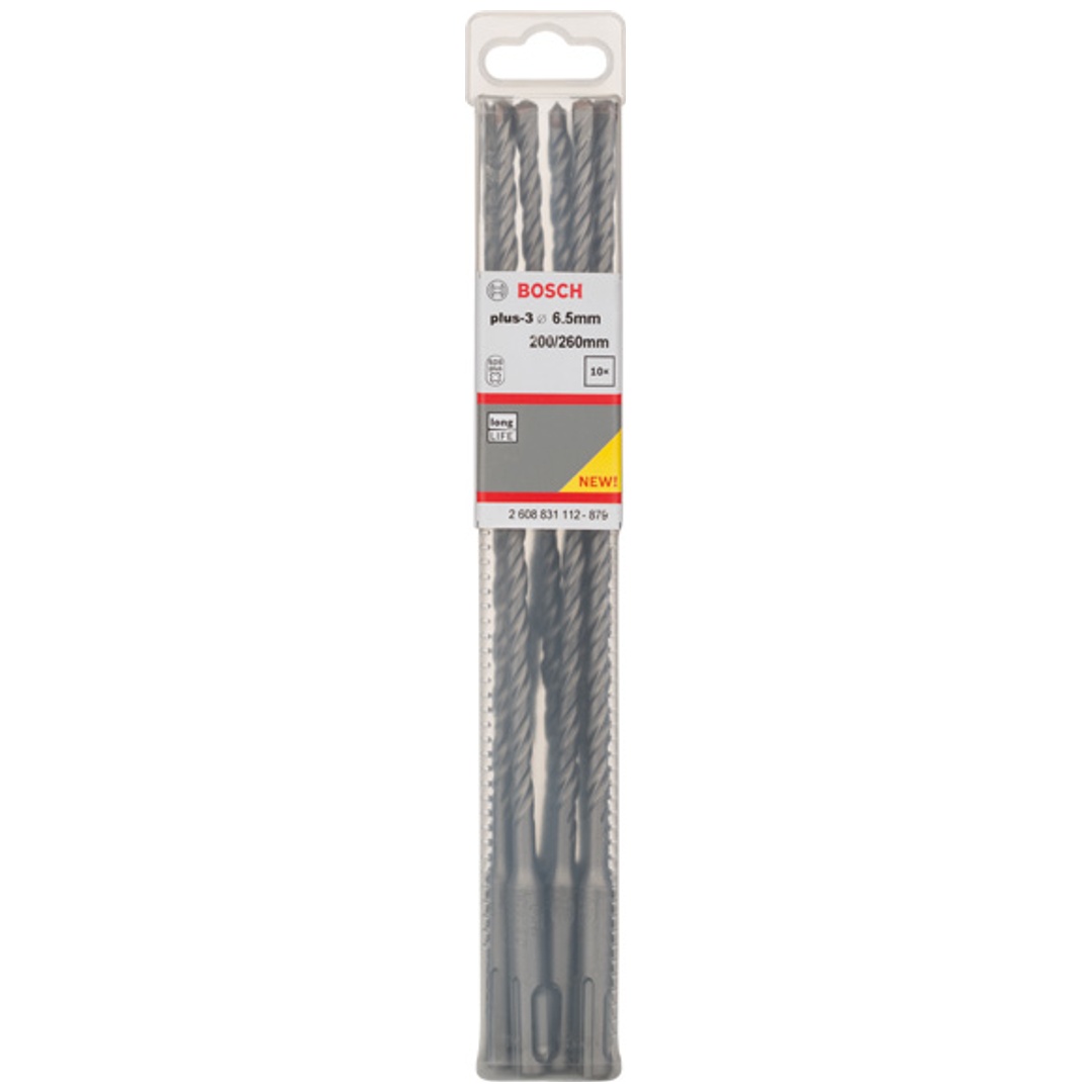 Bosch Hammerbohrer SDS-plus, plus-3, 6,5 x 200 x 260 mm, (10 Stk.)