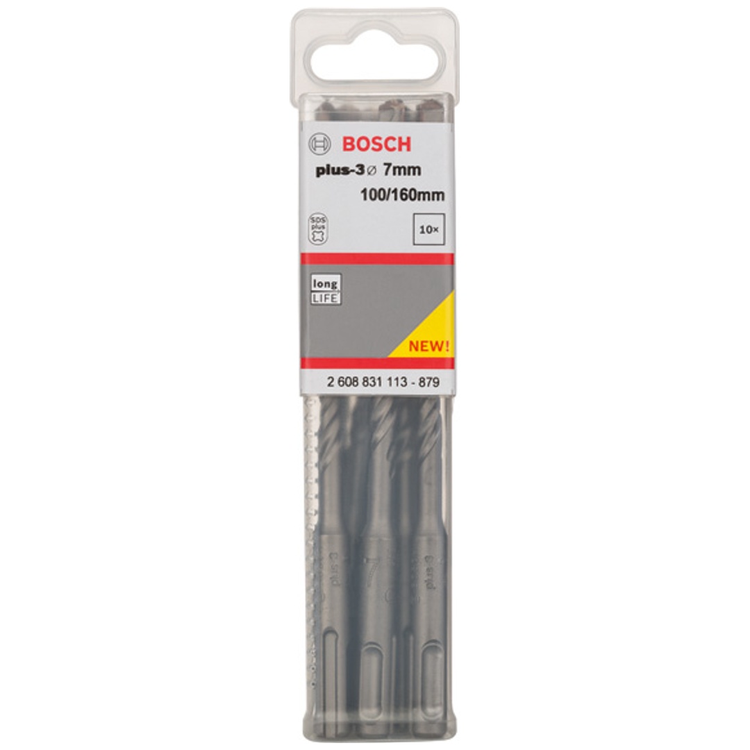 Bosch Hammerbohrer SDS-plus, plus-3, 7 x 100 x 160 mm, (10 Stk.)