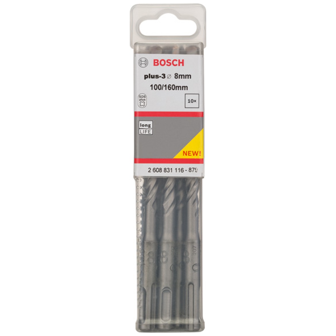 Bosch Hammerbohrer SDS-plus, plus-3, 8 x 100 x 160 mm, (10 Stk.)