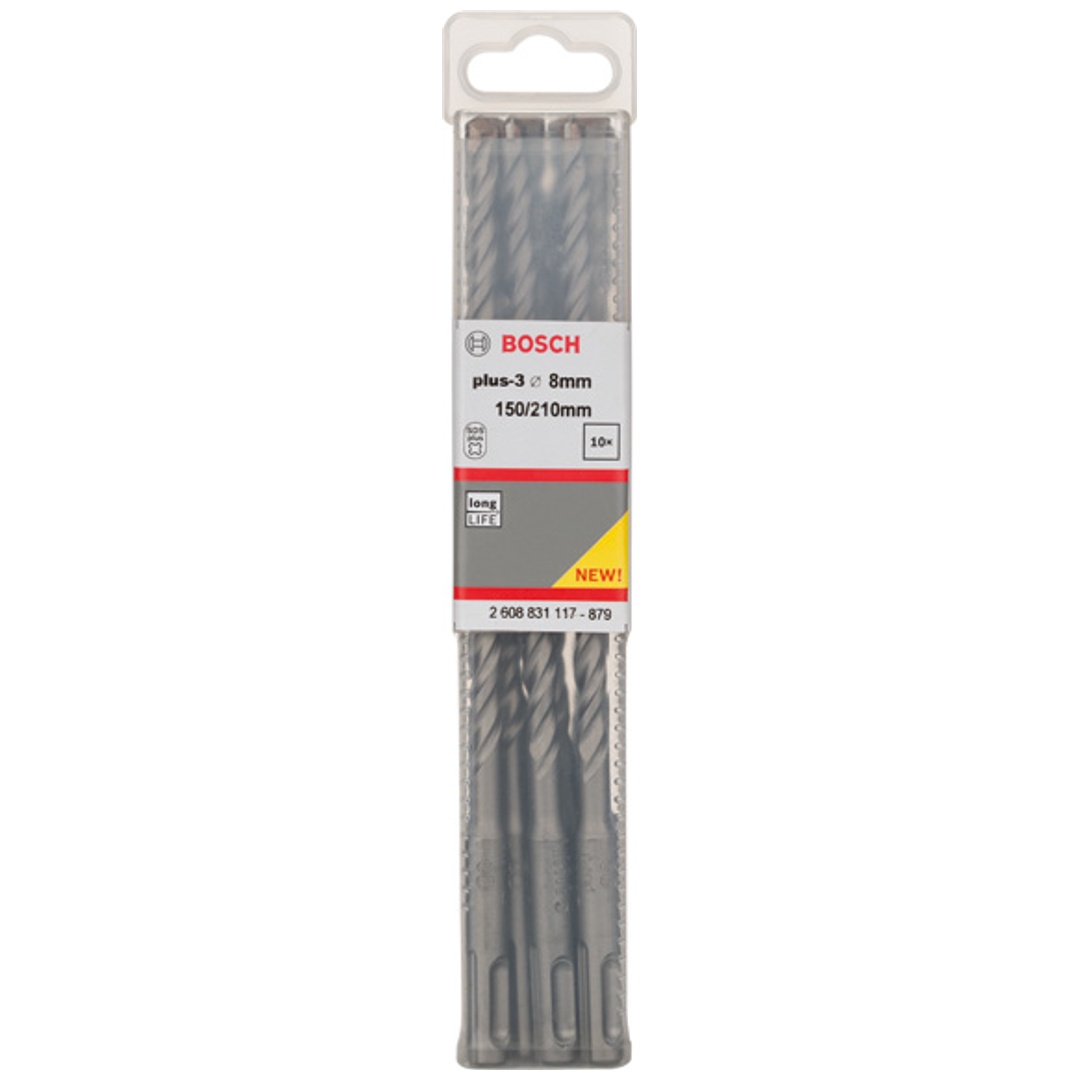 Bosch Hammerbohrer SDS-plus, plus-3, 8 x 150 x 210 mm, (10 Stk.)